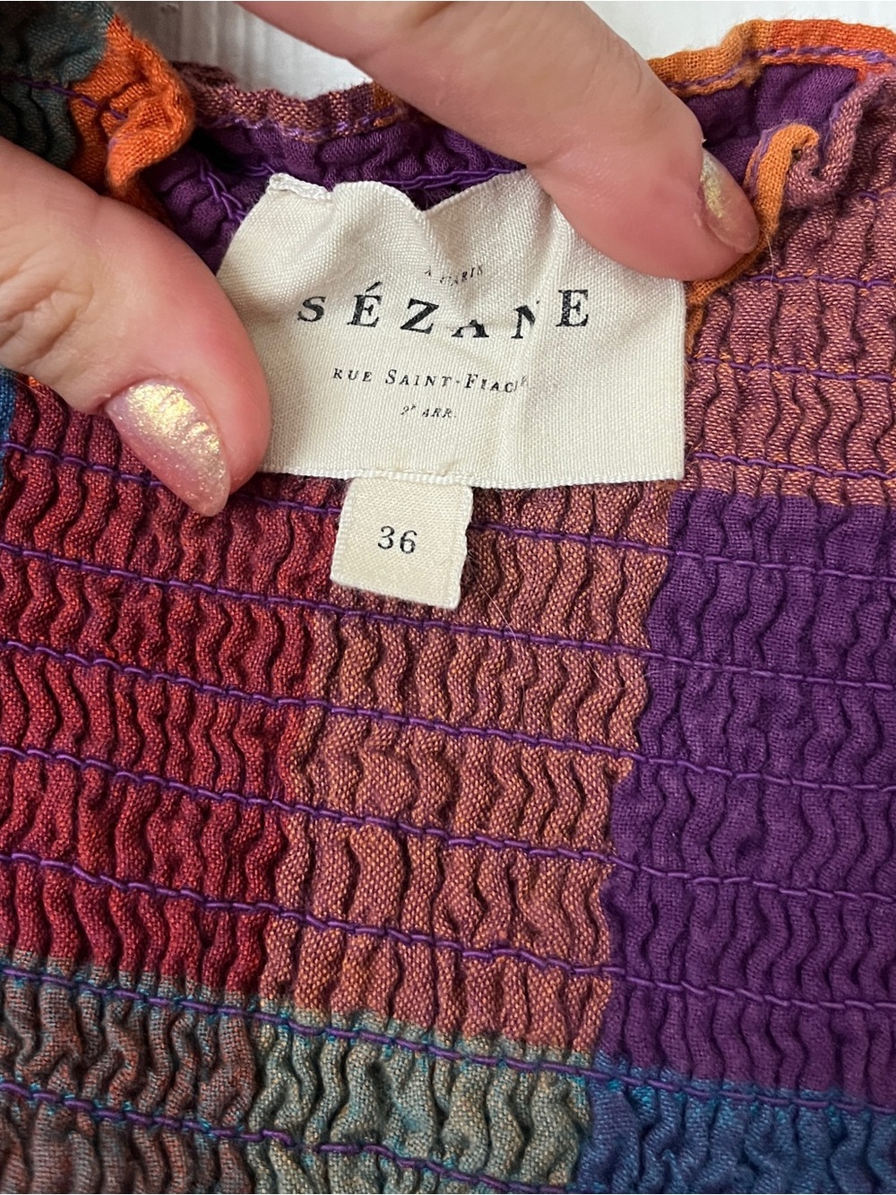 Sezane Millie Multicolor Check Tiered Maxi Dress | Size 36/4 - Picture 5 of 5